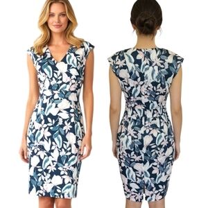 ALEXIA ADMOR Tropical Floral Print Scuba Sheath Dress - Size M